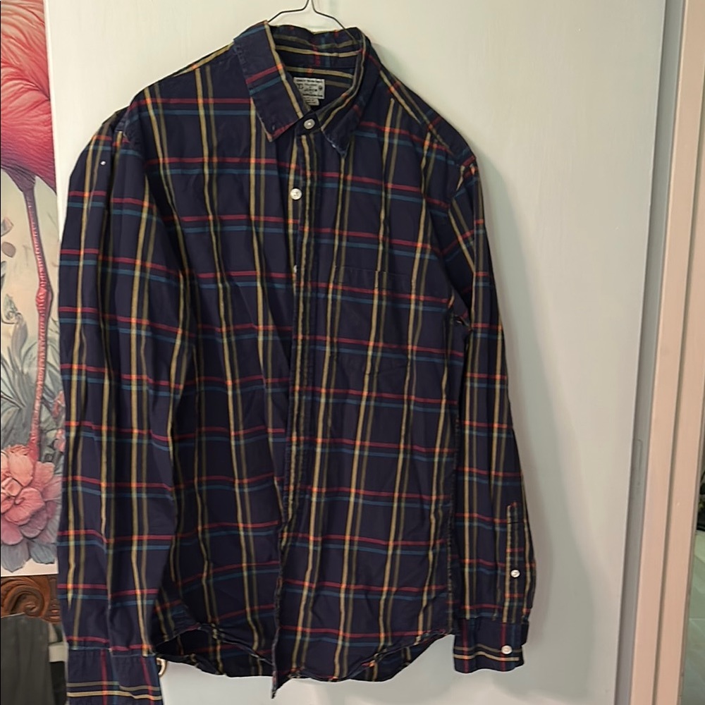 J. Crew Blue and Red Casual Button Down Shirt